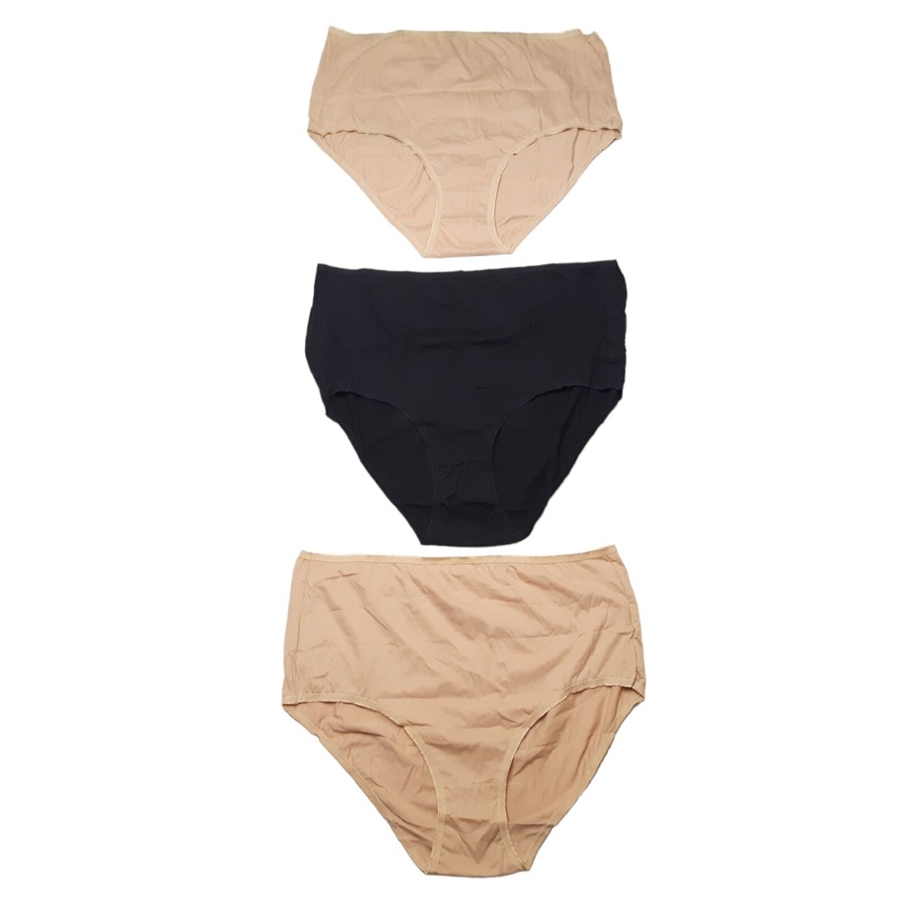 Q T Intimates Modern Briefs 3 Pack Cotton High Rise Panties Black Cafe Size 11‎
